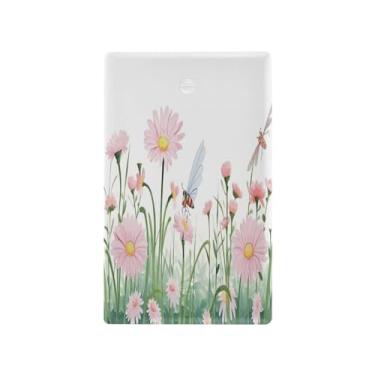 Imagem de Wassud Placa de cobertura para interruptor de luz margaridas e libélulas, 1 capa de tomada em branco placa de parede decorativa decoração de casa sala de estar quarto