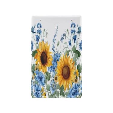 Imagem de Wassud Girassóis e Bluebells (3) placa de cobertura de interruptor de luz, 1 capa de tomada em branco placa de parede decorativa decoração de casa sala de estar quarto