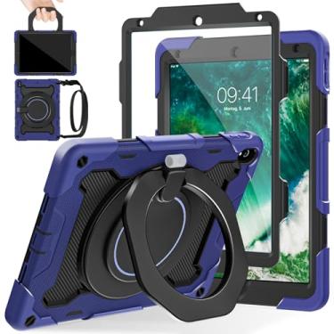 Imagem de ROISKIN Capa para iPad Pro 10.5 2017/iPad Air 3ª geração 2019, capa protetora resistente com protetor de tela, suporte giratório de 360°, alça de ombro para crianças
