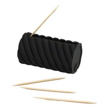 Imagem de Paliteiro Pote Porta Palito De Dente Semi-automático Luxuoso Preto Esp