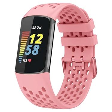 Imagem de TopPerfekt Pulseiras esportivas compatíveis com Fitbit Charge 6, pulseira esportiva de silicone macio respirável ajustável, de substituição para Charge 5, rastreador de atividades, mulheres e homens