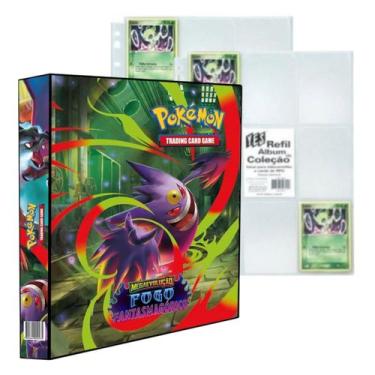 Imagem de Álbum Pasta Fichário Pokemon Fogo Fantasmagórico com 20 Folhas Plástic