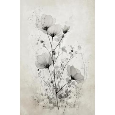 Imagem de WHASAYART Arte de parede emoldurada vintage com tinta flores 61 cm x 91 cm
