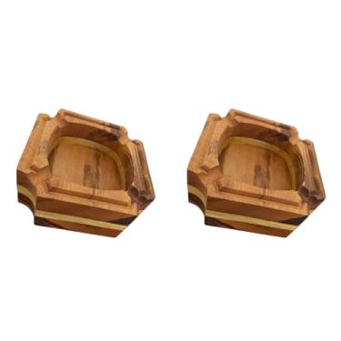Imagem de Kit 2x Cinzeiro Artesanal Arbo Quadrado Detalhado Envernizado Madeira Nobre 12x12cm