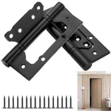 Imagem de Dobradiças de porta sem encaixe, aço inoxidável 304 de 12 cm, dobradiças de porta resistentes com capacidade de carga de 50 kg (pacote com 2), rotação suave com rolamento para portas internas/externas