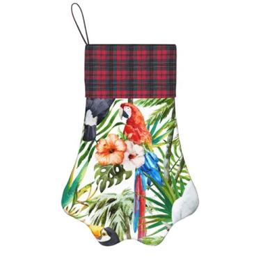 Imagem de SKKNT Toucans Papagaio Palmeira Folhas Impressão Meias de Natal Animais de Estimação Decoração de Natal Cães Gatos Árvore Decoração Doce Presente Conveniente