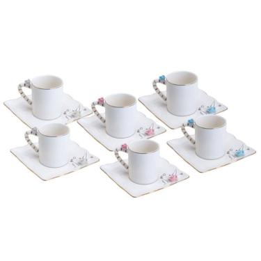 Imagem de Conjunto 06 Xícaras de Café de Porcelana Flower Square Plate 80ml Wolff