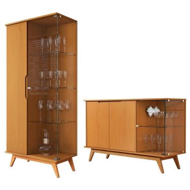 Imagem de Conjunto Cristaleira e Aparador Buffet Tucumã com 3 Portas
