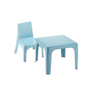 Imagem de Mesinha Pequena Infantil Azul+Cadeira Poltrona Educativa - Injeplastec