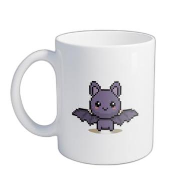 Imagem de Caneca Xícara de Café Porcelana 300ml Gato Pixelado Estilo Retro