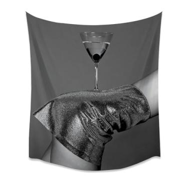 Imagem de Tapeçaria de arte de cena de joelho martini preto e branco retrô glamouroso decoração para quarto sala de estar estúdio dormitório destaque de parede 101,6 x 152,4 cm