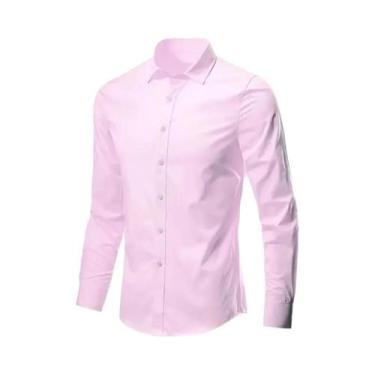 Imagem de Camisa Social Masculina Slim Fit De Manga Longa Antirrugas Elástica Ma