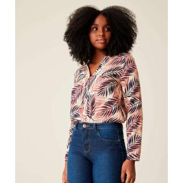 Imagem de Camisa Feminina Estampada Manga Longa Marisa-73871, Bege, P