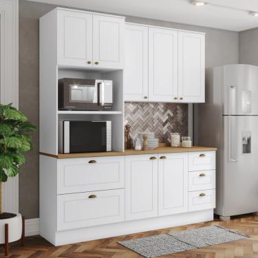 Imagem de Cozinha Modulada 3 Peças com Tampo em MDF Americana Henn - Branco/Nature