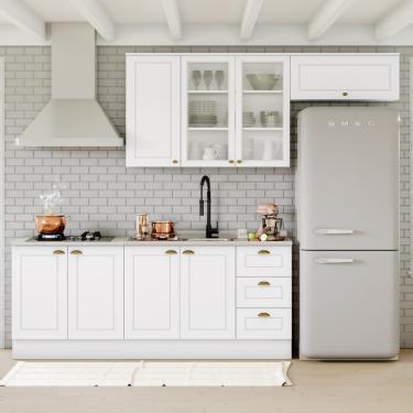 Imagem de Cozinha Modulada 4 Peças com Vidro em MDF Americana Henn - Branco/Calcare