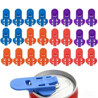 Imagem de Pacote com 24 abridores de latas de plástico, à prova de vazamento, tampas para refrigerantes, cocas, cerveja, bebidas