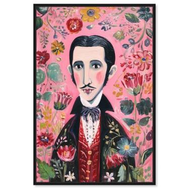 Imagem de Impressão em tela de vampiro no canteiro de flores, decoração de arte de Halloween por Art Remedy, moldura preta, 25 x 38 cm