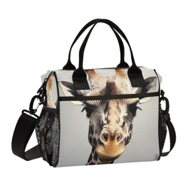 Imagem de GAIGEO Lancheira térmica girafa com cabeça e pescoço com alças, lancheiras reutilizáveis, lancheiras térmicas para mulheres, M