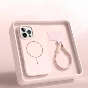 Imagem de Capa protetora de silicone com cordão magnético para iPhone 15, 14, 16 Plus, 11, 12, 13, 16 Pro Max, rosa, para iPhone 15 Plus