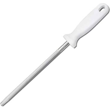 Imagem de Chaira para Faca 8 Polegadas, Aço Inox, Cabo Branco, 31cm, Realinhamento de Lâminas, Uso Profissional e Doméstico