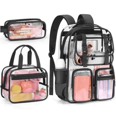 Imagem de Mochila Fimibuke Clear para meninas com lancheira e estojo de lápis