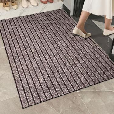 Imagem de Tapetes de entrada, tapete interno absorvente, tapete lavável de baixo perfil para porta frontal e traseira, tapete de entrada, tapete resistente à sujeira e umidade (tamanho: 40 cm × 60 cm, cor: café