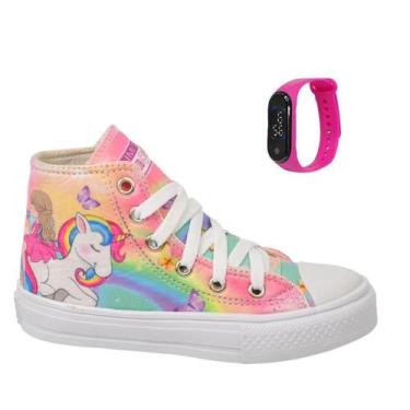Imagem de Tênis Infantil Feminino Unicórnio Sereia Menina Botinha Cano Alto Club