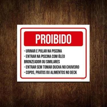 Imagem de Placa Poribido Urinar Pular Piscina Óleo Bronzeador 18X23 - Sinalizo.C