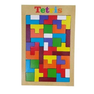 Imagem de Brinquedo Educativo Madeira Quebra Cabeça Tangram + Tetris  Brinquedo 