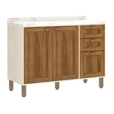 Imagem de Balcão de Cozinha 120cm com Tampo Sofia Luciane Móveis - Kit, Pátina F