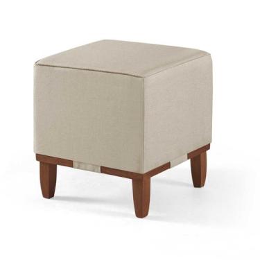 Imagem de Pufe Decorativo Quadrado Rodapé Madeira e Debrum Oxford 40 - Due Decor