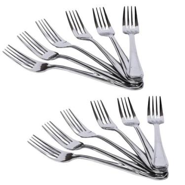 Imagem de conjunto de 12 garfo talher aço inox para cozinha restaurante refeição