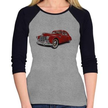 Imagem de Baby Look Raglan Retro Classic Red Car Manga 3/4 - Foca na Moda, Cinza