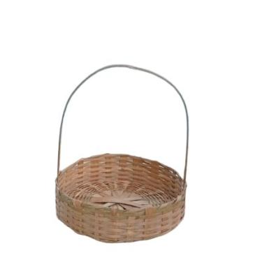 Imagem de Cesta redonda de bambu cesta fraldeira cesta para café da manhã