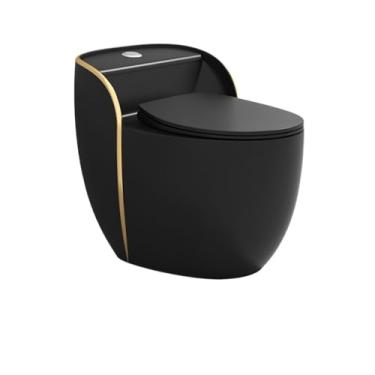Imagem de Sanitário Cômoda de banheiro sifônica colorida em formato de ovo, cerâmica, peça única, compacta, com economia de água, para espaços pequenos(Black gold,Pit distance 300mm)