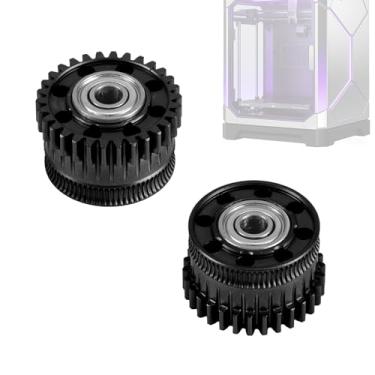 Imagem de 2un Kit Engrenagens Extrusoras para Creality K2 Plus, Kit Engrenagens Extrusoras Totalmente Metálicas Aço Endurecido com Nanorevestimento Compatível com Creality K2 Plus Impressora 3D (Preto)