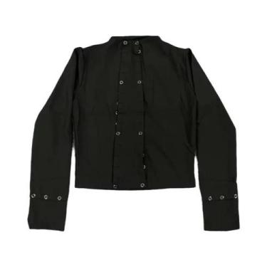 Imagem de Blusa Feminina Cropped De Manga Longa Com Botões, Estilo Y2K Vintage G