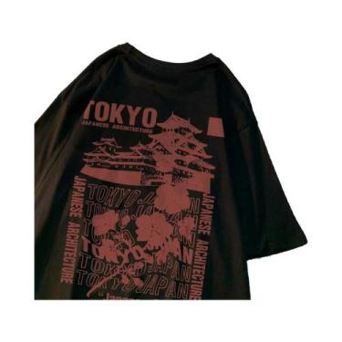Imagem de Camisetas De Algodão Oversize Femininas Com Estampa De Sakura De Tóqui