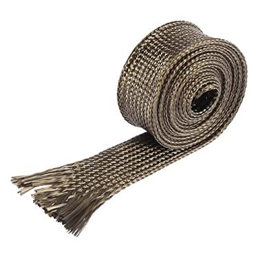 Imagem de X AUTOHAUX Protetor térmico de fibra de vidro, protetor térmico de alta temperatura, protetor térmico ajustável, tom de titânio de 1 cm para proteção do tear do fio do carro