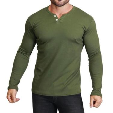 Imagem de Camiseta Henley Masculina J Silver Slim Fit Manga Longa 2 Botões - 6 C