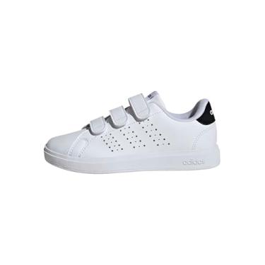 Imagem de adidas Tênis esportivo Advantage Base 2.0 infantil, branco/branco/verde, Ftwr Branco Ftwr Branco Núcleo Preto, 11 US Little Kid