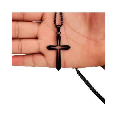 Imagem de Colar Masculino De Aço Inoxidável Com Pingente De Cruz Vazada Estilo H