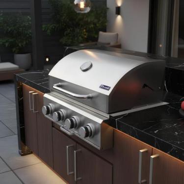 Imagem de Churrasqueira Inox Gás 4 Queimadore Embutir Sobrepor Le Cook