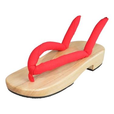 Imagem de Anime unissex cosplay versátil verão tamanco de madeira sapato cosplay japonês Oshitari adereço com 2 pares de meias chinelos, Vermelho, 38