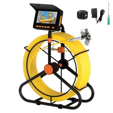 Imagem de SYANSPAN Câmera de esgoto, tela HD de 4,3 polegadas, endoscópio de 17 mm com luz, DVR de 8 GB, câmera de inspeção de esgoto IP68 à prova d'água de 9,8 metros com contador de distância, fácil uso para