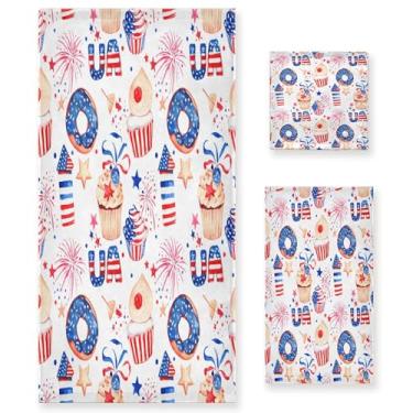 Imagem de xigua USA Donuts Conjunto de toalhas de banheiro absorvente macio 3 peças toalha de banho toalha de mão toalhas decorativas para banheiro, academia, hotel, praia, piscina