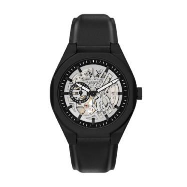 Imagem de Armani Exchange Relógio masculino A|X Sync automático de couro preto (modelo: AX4297)
