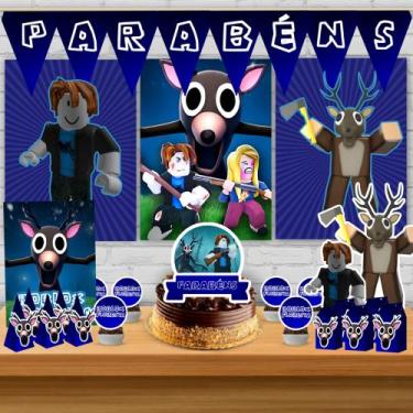 Imagem de Kit só um bolinho decoração Roblox Floresta Aniversário festa em casa,