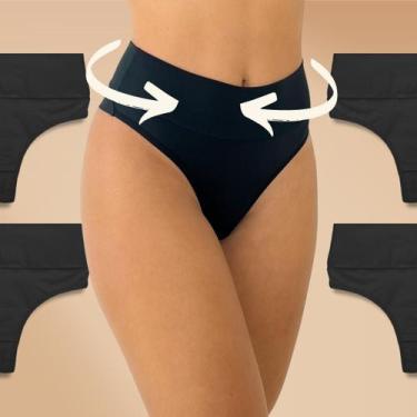 Imagem de Kit 4 Calcinha Feminina Fio Dental Duplo Cós Alto Modelador - Rupee Fo