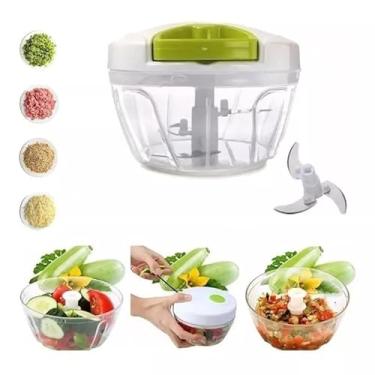Imagem de Processador Manual de Alimentos com 3 Lâminas, Triturador de Inox, 500ml, Picador de Legumes, Verduras e Carnes, Sem Eletricidade